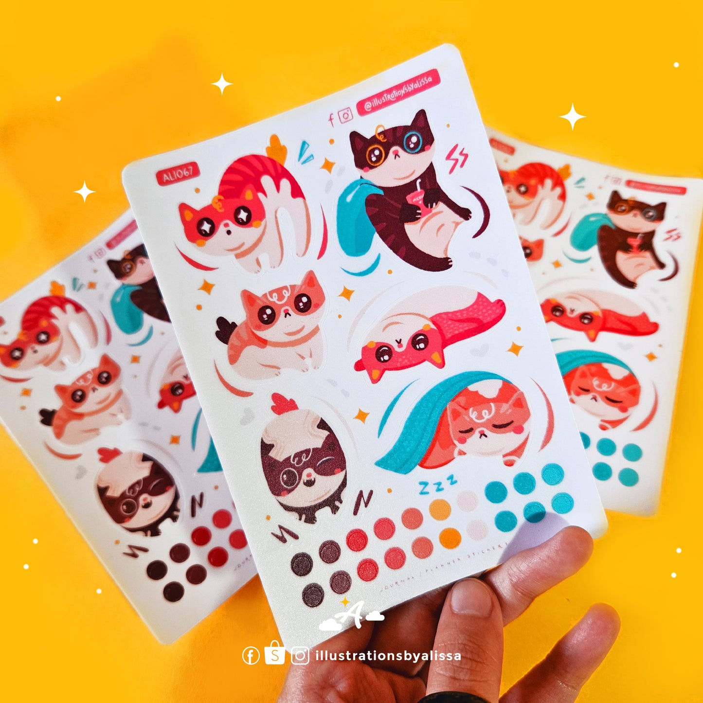 Cute Cats Sticker Sheet for Planners and Journals
